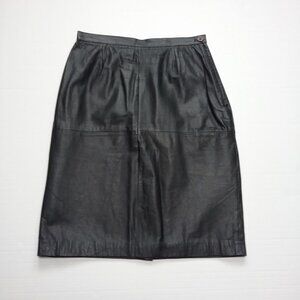 Avon Fashions Black Leather Midi Skirt